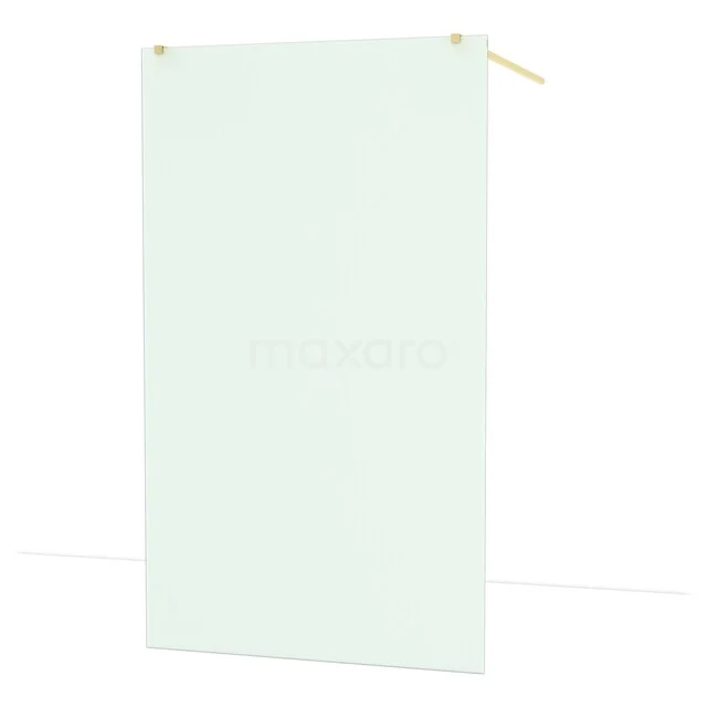 Mat glass shower wall with minimalist design and gold-coloured bracket, perfect for a modern bathroom.