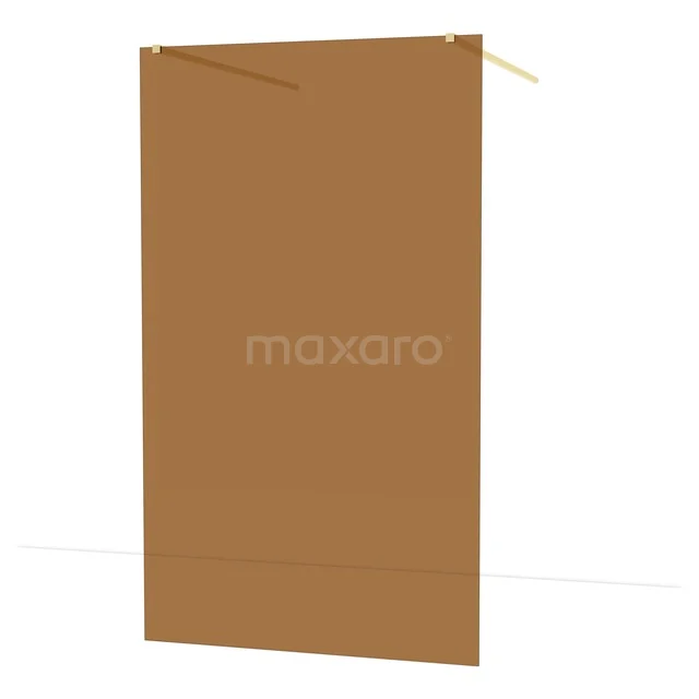 Diamond Walk-in shower | 120 cm Shiny light gold Bronsglas Free-standing wall IDF1289GLG Brown freestanding shower wall made of glass and gold-coloured frame, suitable for a modern bathroom.