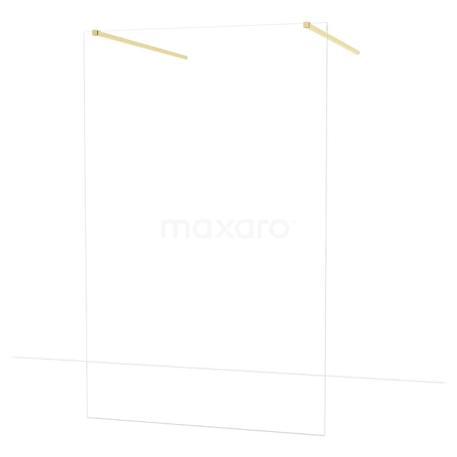 Diamond begehbare Dusche | 130 cm Glänzendes Hellgold Freistehende Wand IDF1380GLG Transparente Glasduschwand mit goldenen Profilen, minimalistisches Design, perfekt für ein modernes Badezimmer.