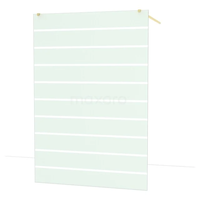 Diamond Walk-in shower | 140 cm Glossy light gold Clear with matt stripes Free-standing wall IDF1486GLG Mat witte jaloezie voor badkamer, vochtbestendig kunststof met horizontale lamellen en verstelbare lichtinval.