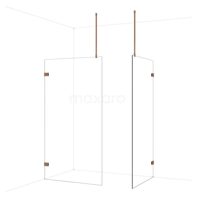 Diamond Inloopdouche | 110x100 cm Glanzend koper Helder glas 2 vaste wanden IDB1110920GKP Diamond Inloopdouche | 110x100 cm Glanzend koper Helder glas 2 vaste wanden IDB1110920GKP