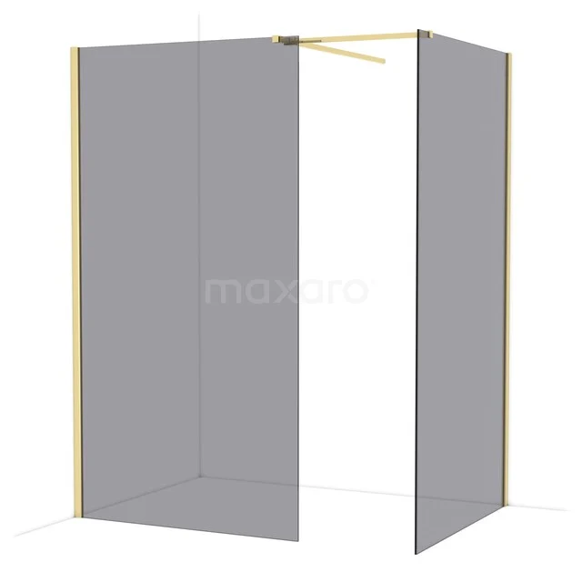 Diamond Inloopdouche | 110x110 cm Glanzend lichtgoud Rookglas 2 vaste wanden IDB1111511GLG Diamond Inloopdouche | 110x110 cm Glanzend lichtgoud Rookglas 2 vaste wanden IDB1111511GLG