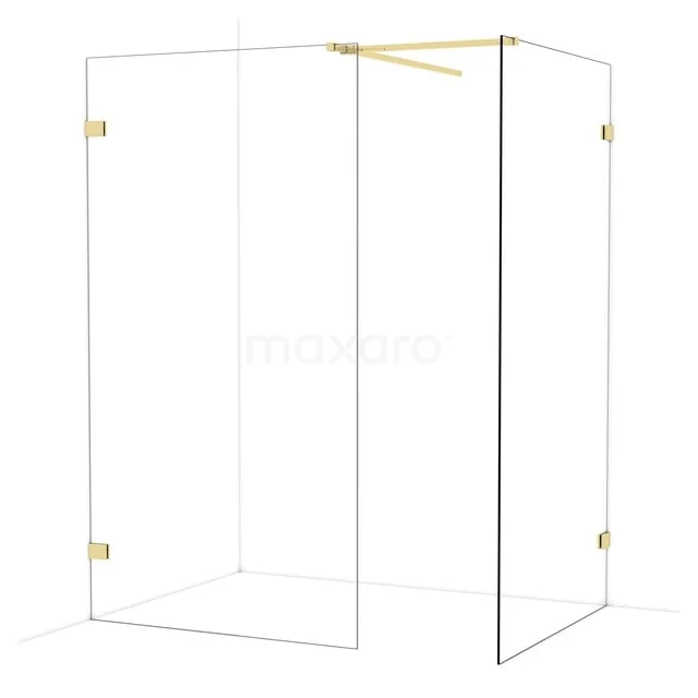 Diamond Walk-in shower | 110x110 cm Glanzend lichtgoud Clear glass 2 fixed walls IDB1111520GLG Diamond Walk-in shower | 110x110 cm Glanzend lichtgoud Clear glass 2 fixed walls IDB1111520GLG