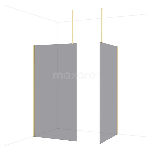 Grey matte shower screen, corner installation, minimalist design, suitable for modern bathrooms, made of high-quality glass.