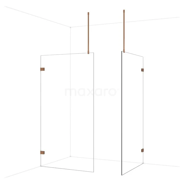 Duschwandset mit goldfarbenen Akzenten, mattem Glas und Wandmontage, ideal für eine luxuriöse Ausstrahlung im Badezimmer.