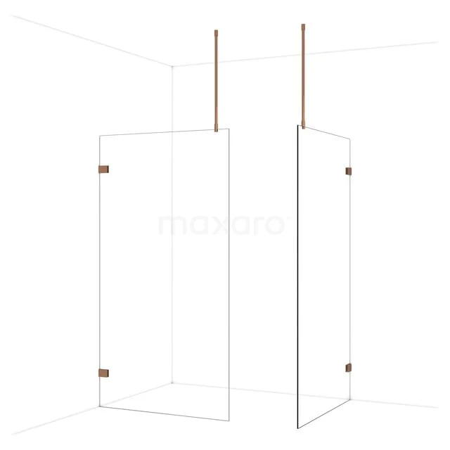 Douchewandset met goudkleurige accenten, matglas en wandmontage, ideaal voor een luxe uitstraling in de badkamer.