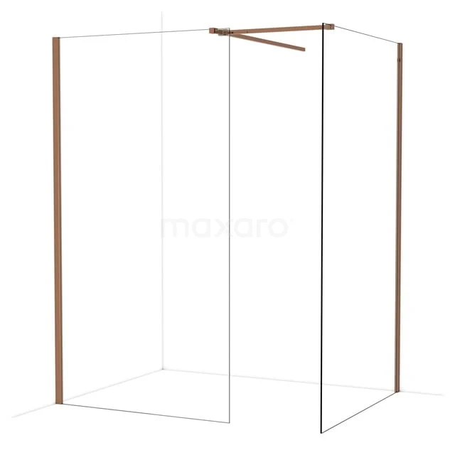 Diamond Walk-in shower | 120x110 cm Glanzend koper Clear glass 2 fixed walls IDB1112510GKP