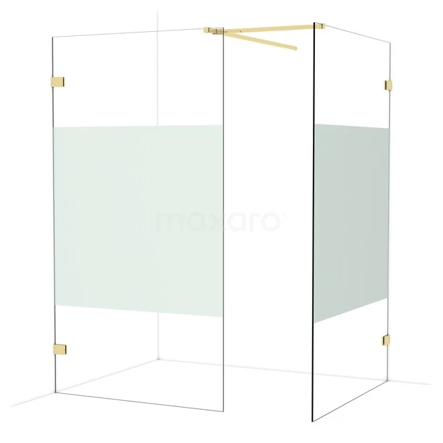 Diamond Walk-in shower | 120x110 cm Glanzend lichtgoud Clear with matt strip 2 fixed walls IDB1112523GLG Diamond Walk-in shower | 120x110 cm Glanzend lichtgoud Clear with matt strip 2 fixed walls IDB1112523GLG