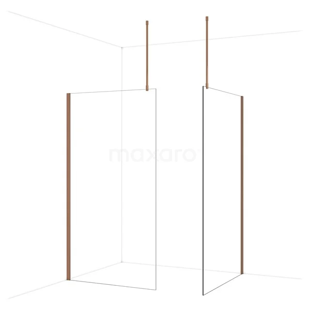 Diamond Inloopdouche | 120x110 cm Glanzend koper Helder glas 2 vaste wanden IDB1112910GKP