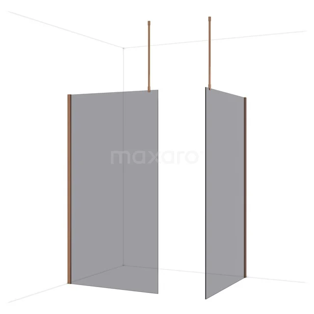 Diamond Inloopdouche | 120x110 cm Glanzend koper Rookglas 2 vaste wanden IDB1112911GKP