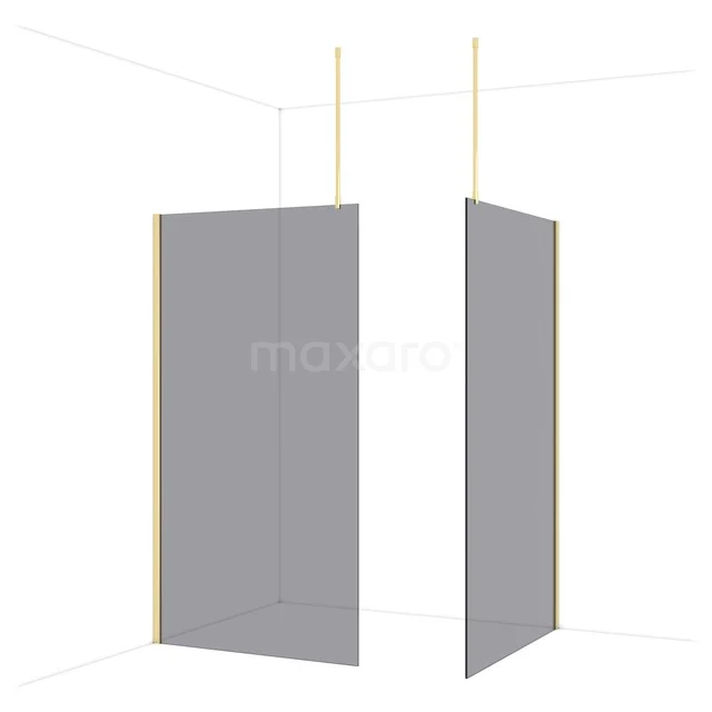 Diamond Inloopdouche | 120x110 cm Glanzend lichtgoud Rookglas 2 vaste wanden IDB1112911GLG