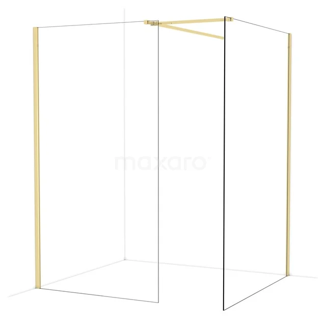 Goldene Duschwand mit minimalistischem Rahmen, modernes Design geeignet für luxuriöse Badezimmergestaltung und stilvolle Duschlösung.