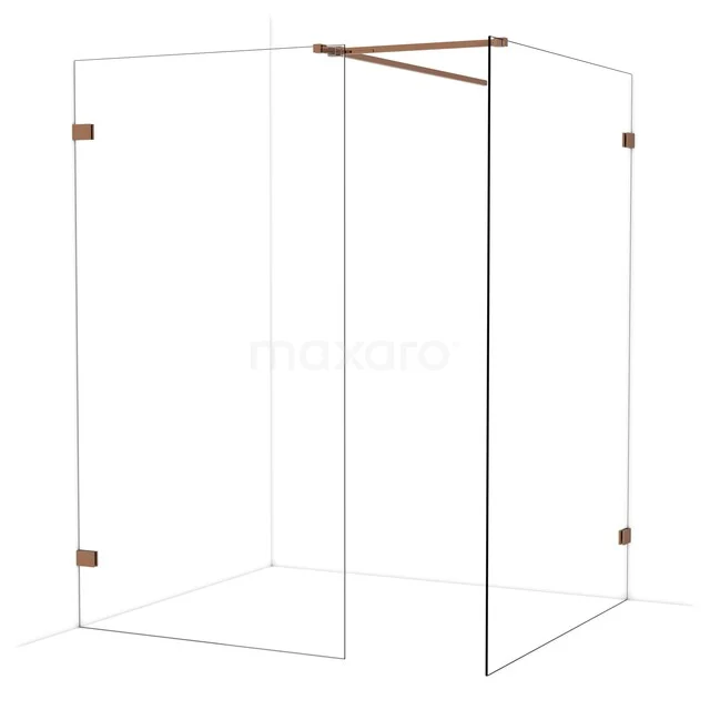 Diamond Inloopdouche | 140x110 cm Glanzend koper Helder glas 2 vaste wanden IDB1114520GKP Diamond Inloopdouche | 140x110 cm Glanzend koper Helder glas 2 vaste wanden IDB1114520GKP