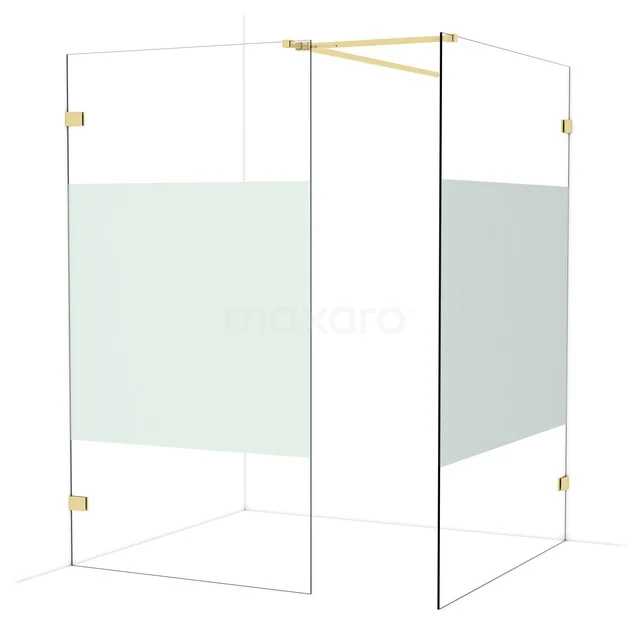 Diamond Walk-in shower | 140x110 cm Glanzend lichtgoud Clear with matt strip 2 fixed walls IDB1114523GLG Diamond Walk-in shower | 140x110 cm Glanzend lichtgoud Clear with matt strip 2 fixed walls IDB1114523GLG