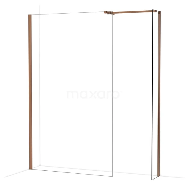Begehbare Duschen IDB1203510GKP Duschwand mit transparentem Glas, kupferfarbenen Profilen, perfekt für einen modernen Badezimmerstil.