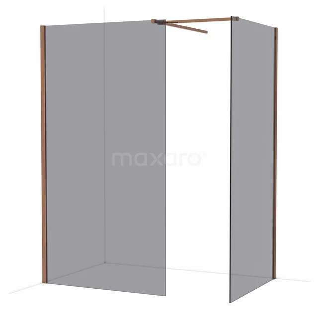 Diamond Inloopdouche | 110x100 cm Glanzend koper Rookglas 2 vaste wanden IDB1110511GKP Diamond Inloopdouche | 110x100 cm Glanzend koper Rookglas 2 vaste wanden IDB1110511GKP