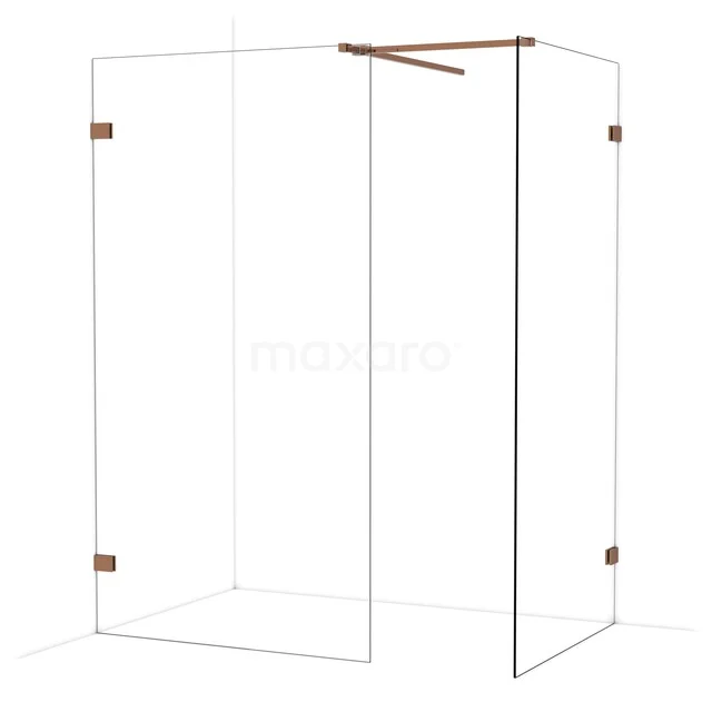 Duschwandset mit Klarglas, Messingakzenten und minimalistischem Design für stilvolles Badezimmer.