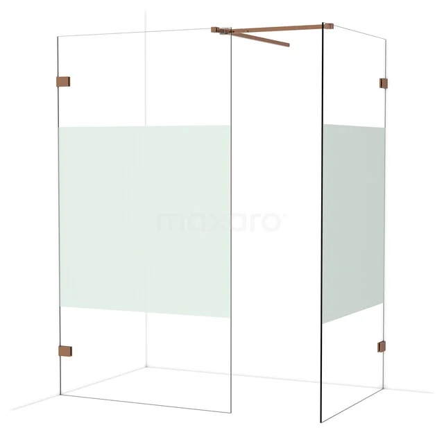 Diamond Walk-in shower | 110x100 cm Glanzend koper Clear with matt strip 2 fixed walls IDB1110523GKP Diamond Walk-in shower | 110x100 cm Glanzend koper Clear with matt strip 2 fixed walls IDB1110523GKP