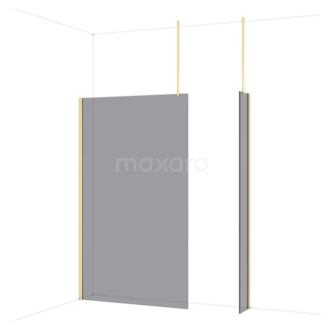 Diamond Inloopdouche | 120x30 cm Glanzend lichtgoud Rookglas 2 vaste wanden IDB1203911GLG