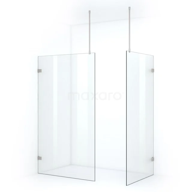 Begehbare Duschwand aus Klarglas mit minimalistischem Design, einschließlich Deckenstützen, perfekt für ein modernes Badezimmer.