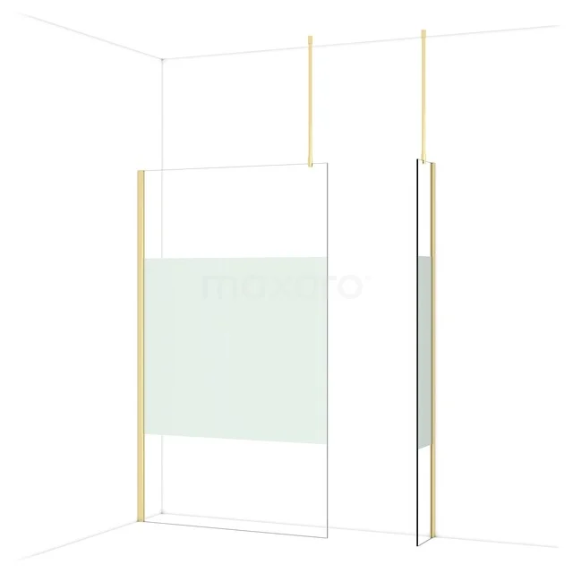 Duschwand mit goldfarbenen Profilen, Klarglas und minimalistischem Design, perfekt für ein modernes Badezimmer.