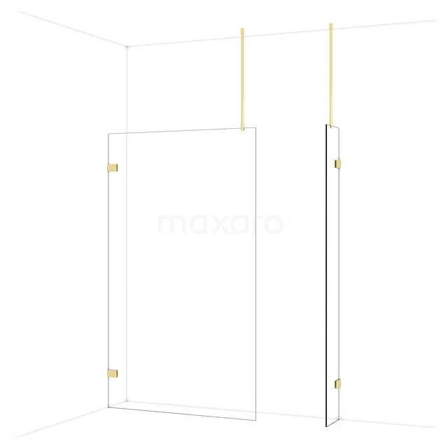 Diamond Inloopdouche | 120x30 cm Glanzend lichtgoud Helder glas 2 vaste wanden IDB1203920GLG Diamond Inloopdouche | 120x30 cm Glanzend lichtgoud Helder glas 2 vaste wanden IDB1203920GLG