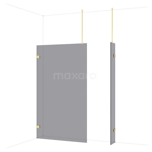 Diamond Inloopdouche | 120x30 cm Glanzend lichtgoud Rookglas 2 vaste wanden IDB1203921GLG