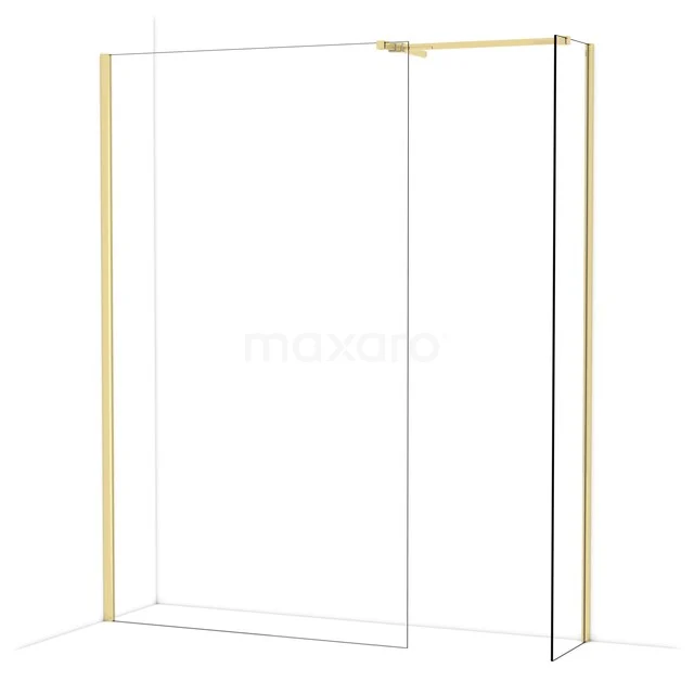 Goldfarbene Duschwand mit Klarglas, modernes Design, ideal für luxuriöse Bäder.