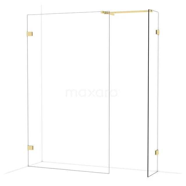 Begehbare Duschen IDB1204520GLG Glas Duschwand mit Gold Scharnieren, modernes Design, ideal für eine stilvolle Badezimmergestaltung.