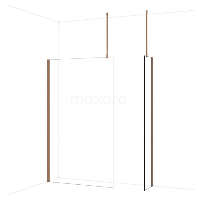 Duschwand mit minimalistischem Design, transparentem Glas und stilvollen goldfarbenen Akzenten für ein modernes Badezimmer.