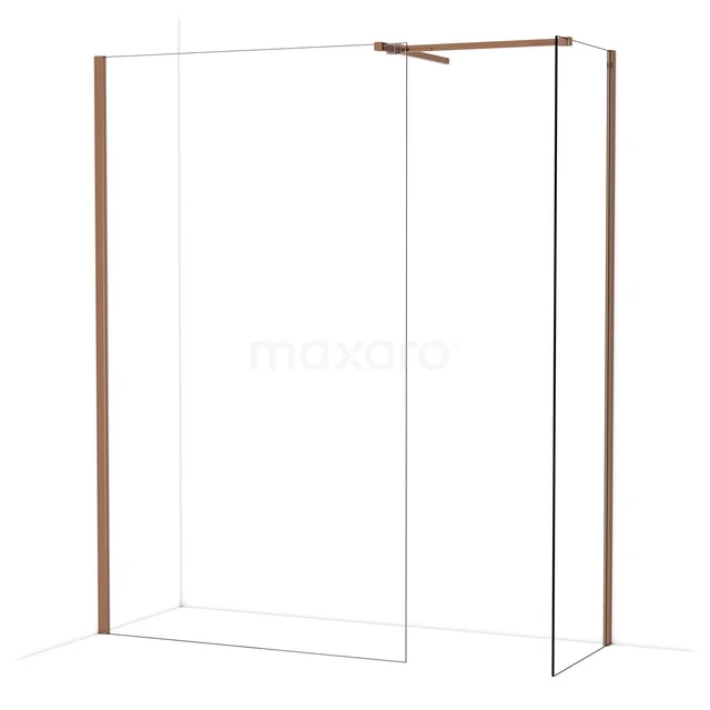 Glas begehbare Dusche mit bronzen Profil, klare Linien und minimalistisches Design, perfekt für ein modernes Badezimmer.