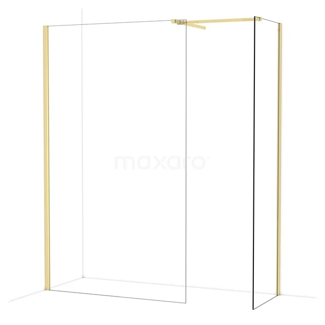 Diamond Walk-in shower | 120x60 cm Glanzend lichtgoud Clear glass 2 fixed walls IDB1206510GLG