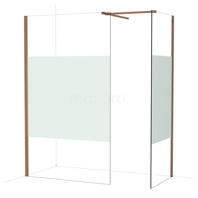 Diamond Walk-in shower | 120x80 cm Glanzend koper Clear with matt strip 2 fixed walls IDB1208513GKP Diamond Walk-in shower | 120x80 cm Glanzend koper Clear with matt strip 2 fixed walls IDB1208513GKP