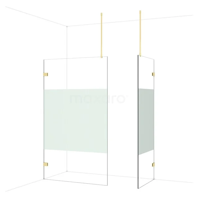 Diamond Walk-in shower | 120x80 cm Glanzend lichtgoud Clear with matt strip 2 fixed walls IDB1208923GLG Diamond Walk-in shower | 120x80 cm Glanzend lichtgoud Clear with matt strip 2 fixed walls IDB1208923GLG