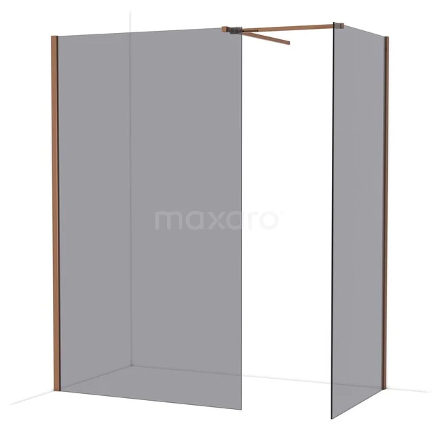 Braune Aluminium begehbare Dusche mit zwei Glaswänden, perfekt für ein modernes Badezimmer. Minimalistisches Design mit stabilem Profil.