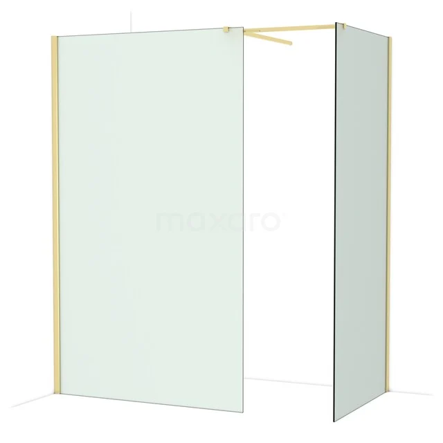 begehbare Dusche mit goldfarbenem Profil und Klarglas, ideal als stilvolle Trennwand im Badezimmer.