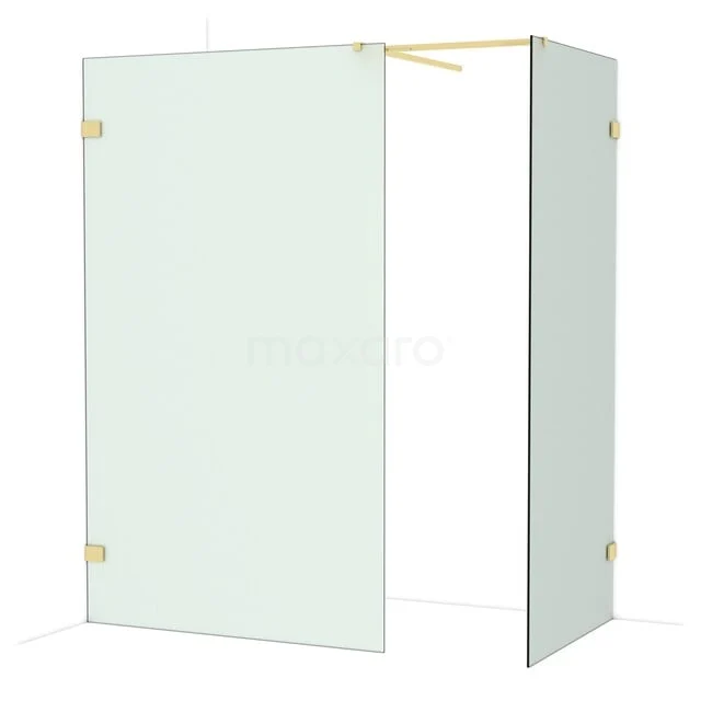 Diamond Inloopdouche | 120x90 cm Glanzend lichtgoud Matglas 2 vaste wanden IDB1209527GLG