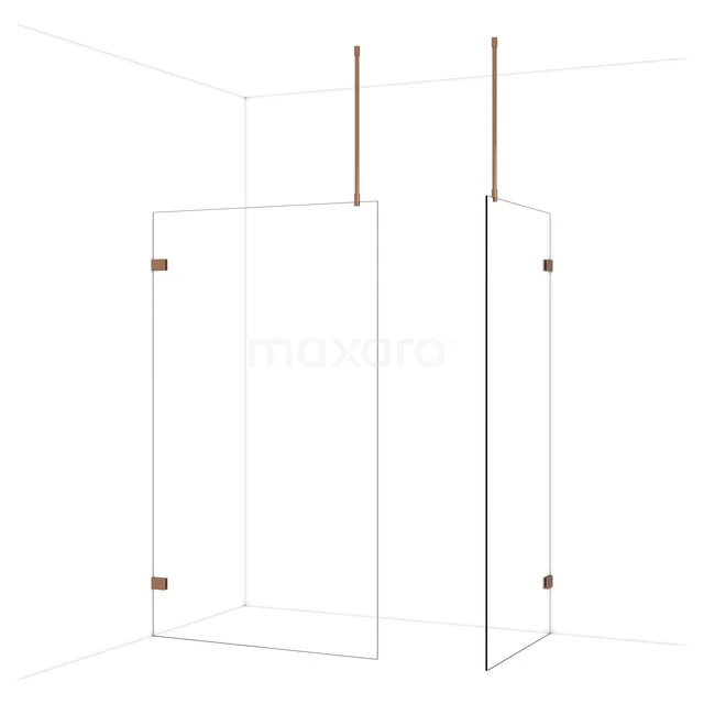 Glasene Duschtür mit minimalistischem Design und Messingscharniere, perfekt für eine moderne Badezimmergestaltung.