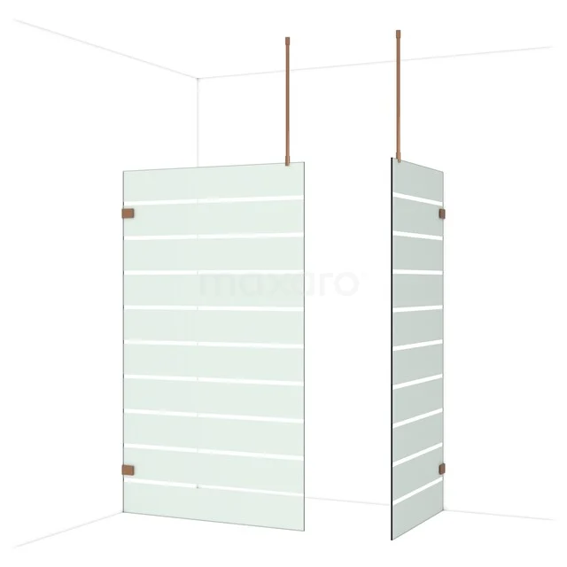 Diamond Inloopdouche | 120x90 cm Glanzend koper Helder met matte strepen 2 vaste wanden IDB1209926GKP Diamond Inloopdouche | 120x90 cm Glanzend koper Helder met matte strepen 2 vaste wanden IDB1209926GKP