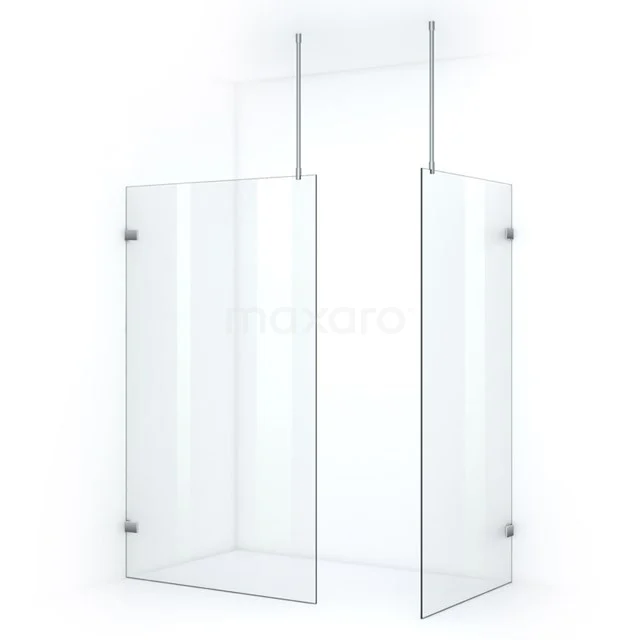 Quartz Walk-in shower | 120x110 cm Chrome Clear glass 2 fixed walls IQB1211700C Modern glass shower screen with minimalist design, frameless and clear glass, perfect for a stylish bathroom.