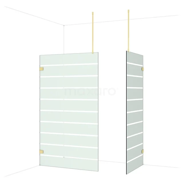 Diamond Inloopdouche | 120x90 cm Glanzend lichtgoud Helder met matte strepen 2 vaste wanden IDB1209926GLG Diamond Inloopdouche | 120x90 cm Glanzend lichtgoud Helder met matte strepen 2 vaste wanden IDB1209926GLG