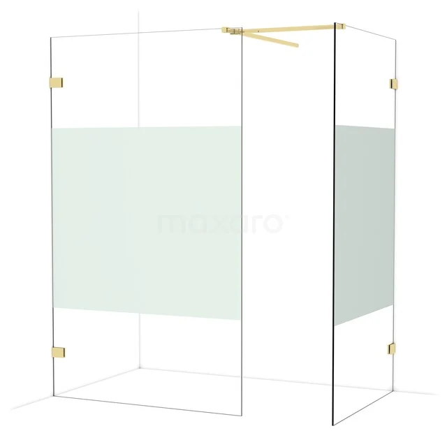 Diamond Walk-in shower | 120x100 cm Glanzend lichtgoud Clear with matt strip 2 fixed walls IDB1210523GLG Diamond Walk-in shower | 120x100 cm Glanzend lichtgoud Clear with matt strip 2 fixed walls IDB1210523GLG