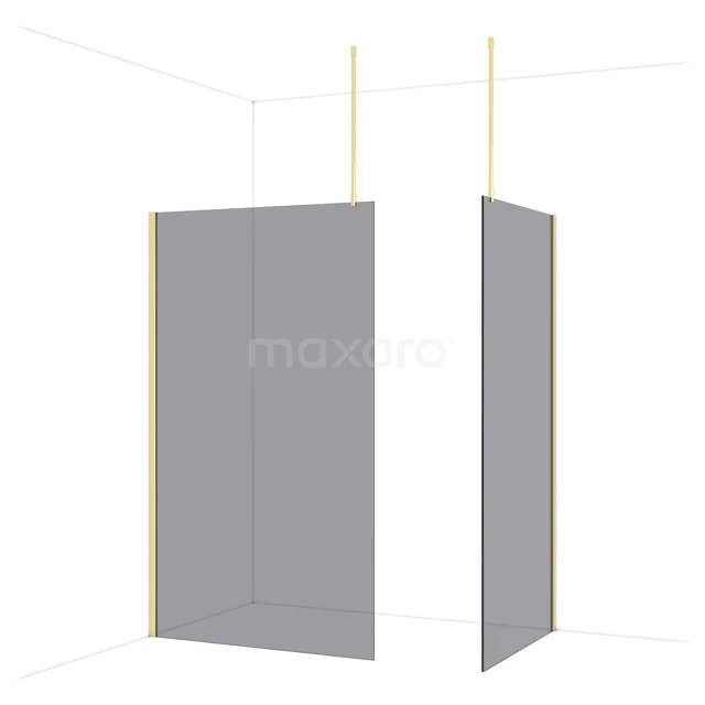 Diamond Inloopdouche | 120x100 cm Glanzend lichtgoud Rookglas 2 vaste wanden IDB1210911GLG