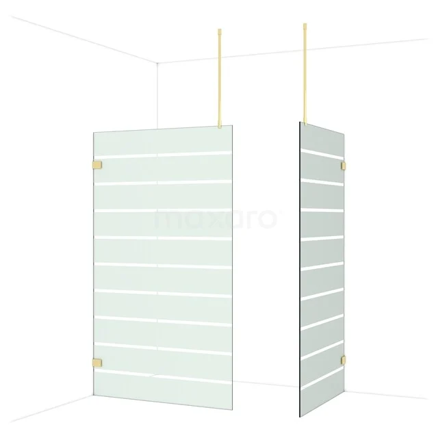 Diamond Inloopdouche | 120x100 cm Glanzend lichtgoud Helder met matte strepen 2 vaste wanden IDB1210926GLG Diamond Inloopdouche | 120x100 cm Glanzend lichtgoud Helder met matte strepen 2 vaste wanden IDB1210926GLG