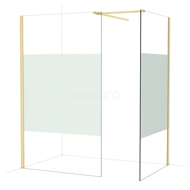 Duschwand mit Mattglas und goldfarbenen Profilen, modernes Design für stilvolle Badezimmer Einrichtung.