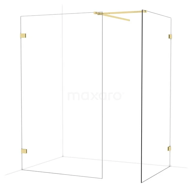 Gehärtete Glastür mit goldfarbenen Details, modernes Design für eine luxuriöse Badezimmerausstrahlung.