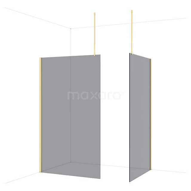 Diamond Walk-in shower | 120x110 cm Glossy light gold Smoke glass 2 fixed walls IDB1211911GLG Grijze douchewand in minimalistisch design, mat glas, geschikt voor moderne badkamers, onderdeel van luxe douchewand-serie.