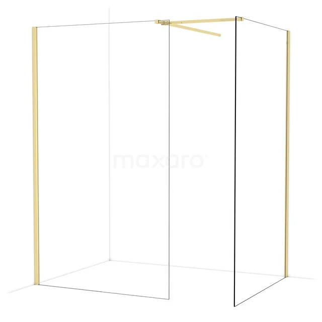 Begehbare Duschen IDB1212510GLG Duschwand mit goldfarbenen Profilen, minimalistisches Design, aus Klarglas. Perfekt für einen modernen Badezimmerstil.