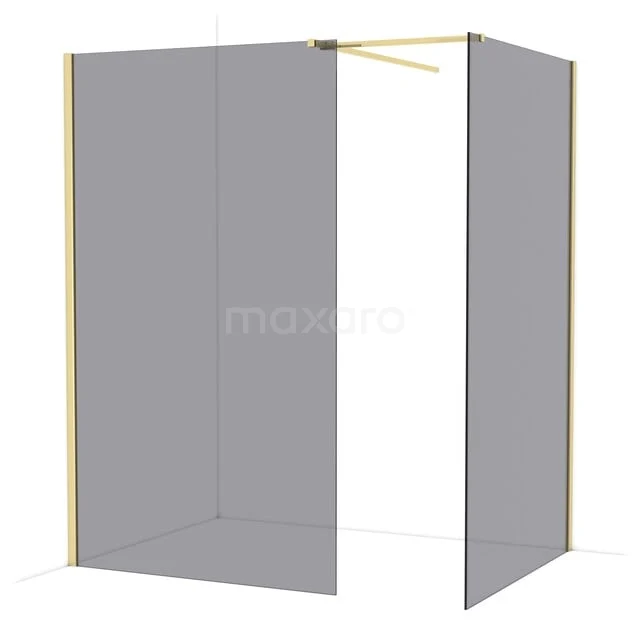 Diamond Inloopdouche | 120x120 cm Glanzend lichtgoud Rookglas 2 vaste wanden IDB1212511GLG Diamond Inloopdouche | 120x120 cm Glanzend lichtgoud Rookglas 2 vaste wanden IDB1212511GLG