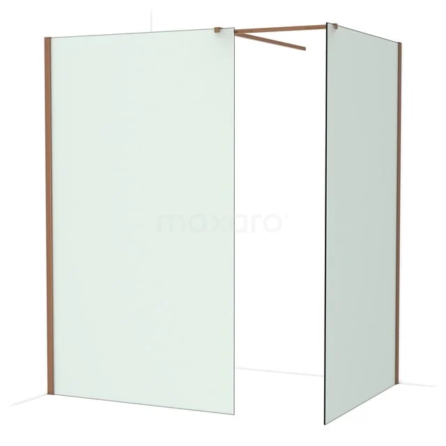 Diamond Inloopdouche | 120x120 cm Glanzend koper Matglas 2 vaste wanden IDB1212517GKP